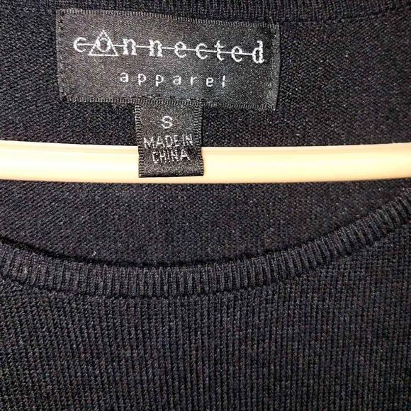 Connected Apparel Women's Bodycon Sweater Dress, Small, Black, Lace Trim Sleeve - Picture 2 of 4